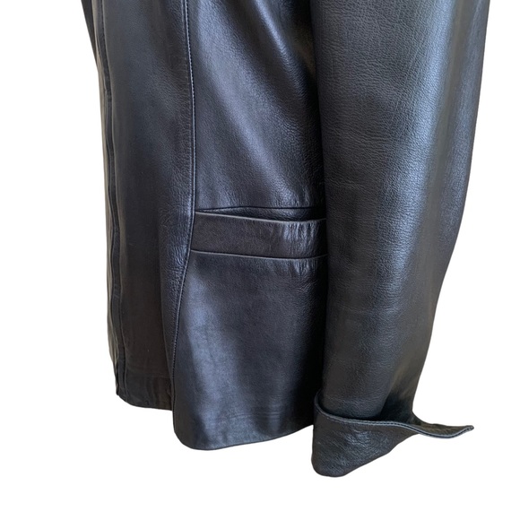 Vintage 90s Privilege Paris Black Leather Zip Up Jacket North Beach Goth Small - Picture 10 of 16